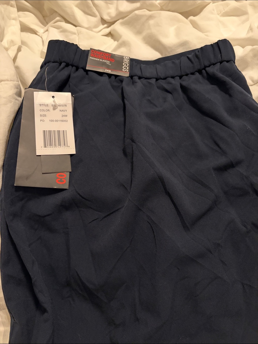 Navy Elastic Waist Pants - BRIGGS